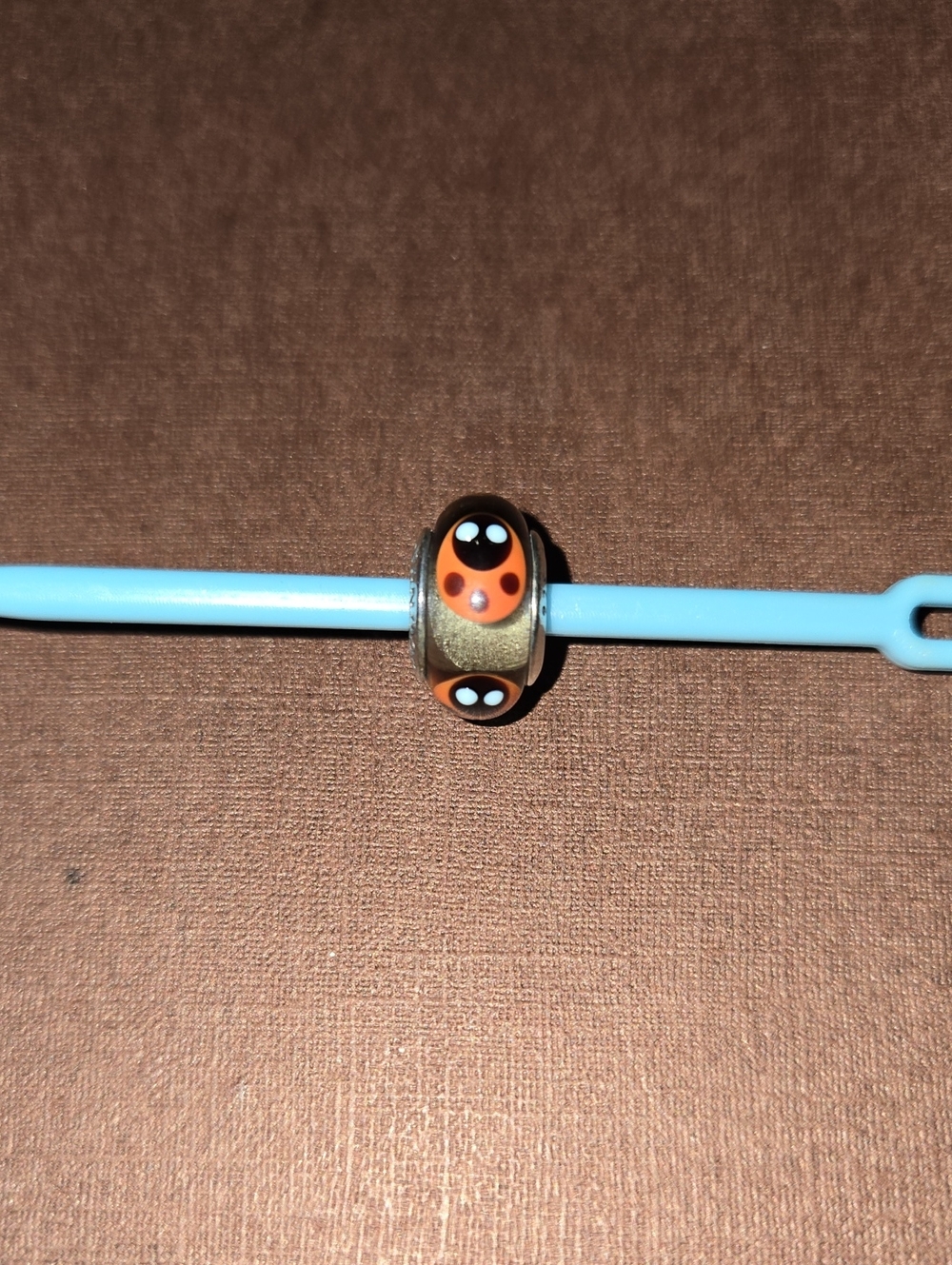 Retired Sterling Silver Murano Glass Cinnamon Ladybugs Bead - 790655